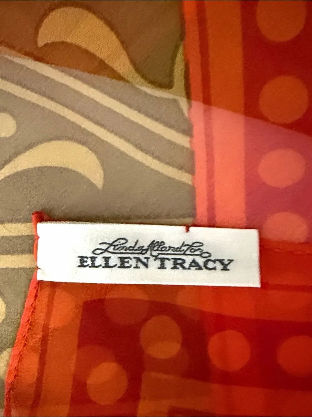 Ellen Tracy Linda Allard Large Silk Chiffon Scarf Mustard Orange 42x42